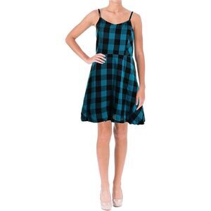 KENSIE Womens Teal Spaghetti Strap Above The Knee Fit + Flare Dress S